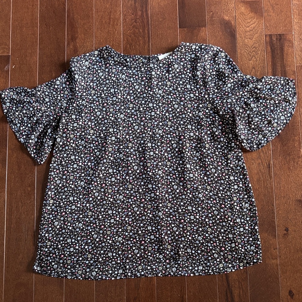 LOFT Black Floral Blouse